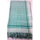 100% Khadi Cotton Blanket Green Checkered Hand spun - 92 x 53 inches Twin Size