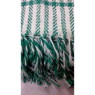 100% Khadi Cotton Blanket Green Checkered Hand spun - 92 x 53 inches Twin Size