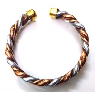 Flat Thick Twisted Copper Bracelet Cuff Kada Kadaa Kara Band Wristlet Wristband Men Women Unisex Healing