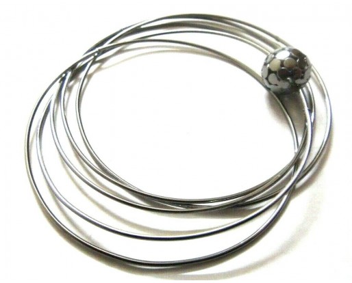 5 Rings Intertwined Metal Bracelet Bangle - Fashion Novelty - Gun Metal Gray