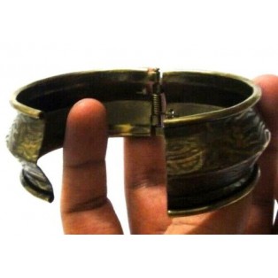 Open Ended Bangle Bracelet Cuff Band - Vintage Look - Antique Gold - II