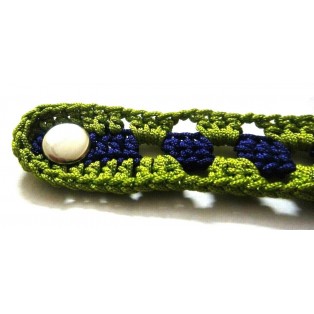 Crochet Knitted Bracelet Wristlet Band - Handmade - Green & Purple - Style Statement