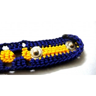 Crochet Knitted Bracelet Wristlet Band - Handmade - Violet & Yellow - Style Statement