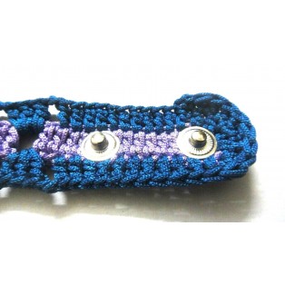 Crochet Knitted Bracelet Wristlet Band - Handmade - Light Violet & Blue - Style Statement