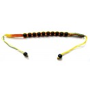 Black Beads Bracelet Wristlet Wristband - Red Yellow Strap - Good Luck - Classy