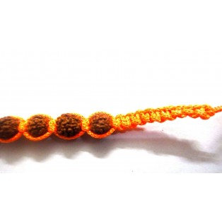Rudraksha Beads Bracelet Wristband Wristlet-Prayer Meditation Yoga Orange Strap