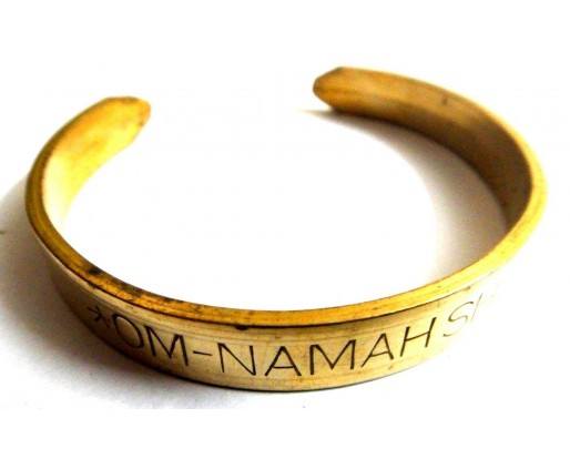 OM NAMAH SHIVAY SHIV Engraved in English Cuff Bracelet Wristlet Kada Bangle Yoga