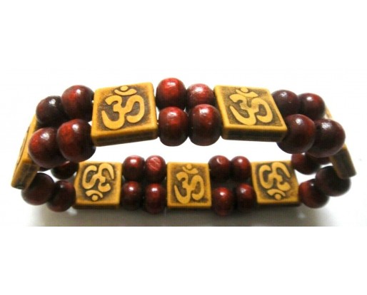 OM Maroon Bracelet Wristband Hinduism Sikh Prayer Yoga Meditation - Stretchable