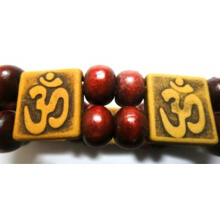OM Maroon Bracelet Wristband Hinduism Sikh Prayer Yoga Meditation - Stretchable