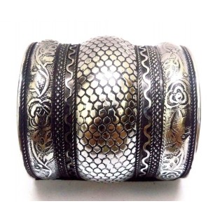 THE WEB Silver Oxidized Cuff Bracelet Charm Wristlet Wristband Bangle Jewelry 76
