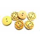 THE STAR OF BUTTONS 2 Hole Wood Sewing Scrapbook DIY 28 mm(1 1/8th in) - Ligne 45