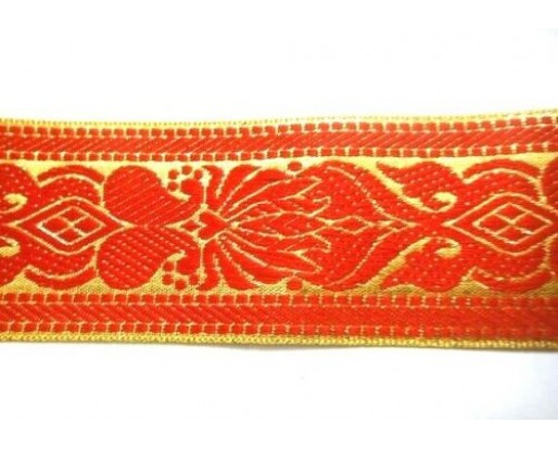 1.75 inches Wide - Zari Floral Red Trim Lace Border Saree Blouse 1 Yard