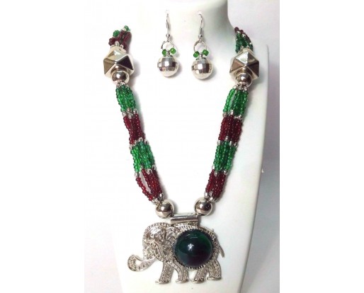 Set of Silver Oxidized Necklace Mala Earrings Jhumka Choker Jewelry Tribal Boho Chic A19