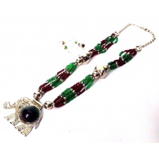 Set of Silver Oxidized Necklace Mala Earrings Jhumka Choker Jewelry Tribal Boho Chic A19