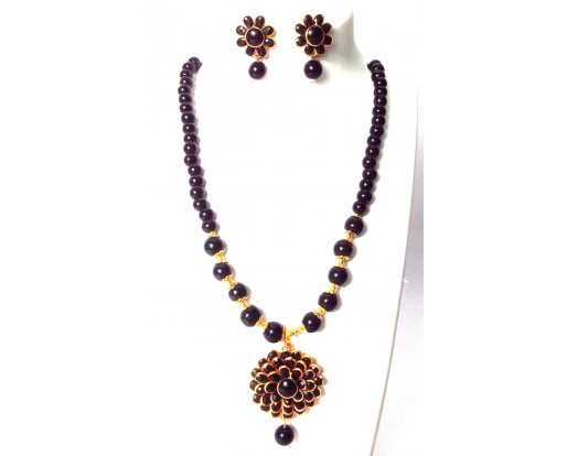 2 Side Dual Floral Pendant Classy Necklace Earring Chain Jewelry Tribal Chic Gypsy A6