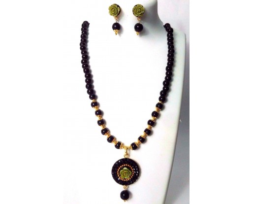 2 Side Dual Floral Pendant Classy Necklace Earring Chain Jewelry Tribal Chic Gypsy A5