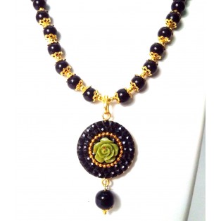 2 Side Dual Floral Pendant Classy Necklace Earring Chain Jewelry Tribal Chic Gypsy A5