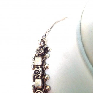 Silver Oxidized Big Pendant Necklace Choker Wedding Jewelry Tribal Chic Gypsy A3