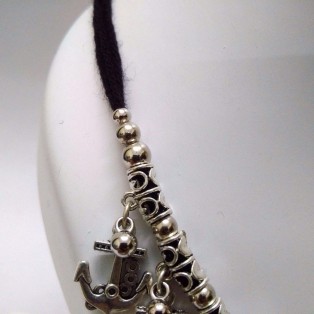 Set of Silver Oxidized Fringe Necklace Mala Earrings Jhumka Jhumki Bali Choker Jewelry Tribal Boho Chic B5