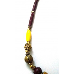 Necklace Pendant Wood Wooden Bead Handmade Jewelry Ethnic Boho Chic Fusion EA330