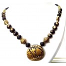 Necklace Pendant Wood Wooden Bead Handmade Jewelry Ethnic Boho Chic Fusion EA331