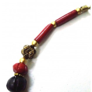 Necklace Pendant Wooden Bead Handmade Jewelry Ethnic Boho Choker Fusion EA334