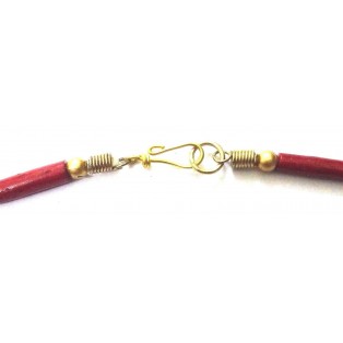 Necklace Pendant Wooden Bead Handmade Jewelry Ethnic Boho Choker Fusion EA334
