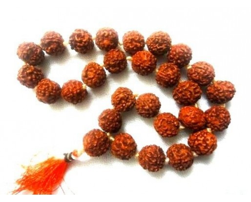 7 mm Knotted Rudraksha Hindu 27+1 Bead Seed Mala Necklace Bracelet Rosary Prayer