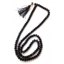 Black Semi Precious Crystal Quartz Beads Mala Necklace Good Luck Fashion Classy