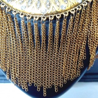 Necklace Bib Fringe Chain Gold Oxidized Jewelry Ethnic Boho Fusion India EA336