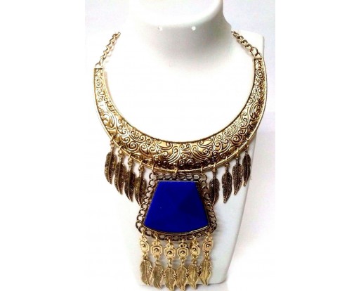 Necklace Bib Fringe Chain Gold Oxidized Jewelry Ethnic Boho Fusion India EA338