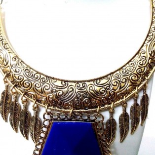 Necklace Bib Fringe Chain Gold Oxidized Jewelry Ethnic Boho Fusion India EA338
