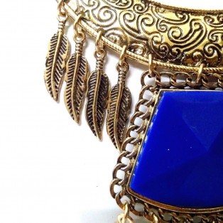 Necklace Bib Fringe Chain Gold Oxidized Jewelry Ethnic Boho Fusion India EA338