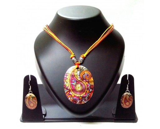 Seashell Sea Shell Necklace Printed Pendant Earring Jewelry Beach Party Wear 393