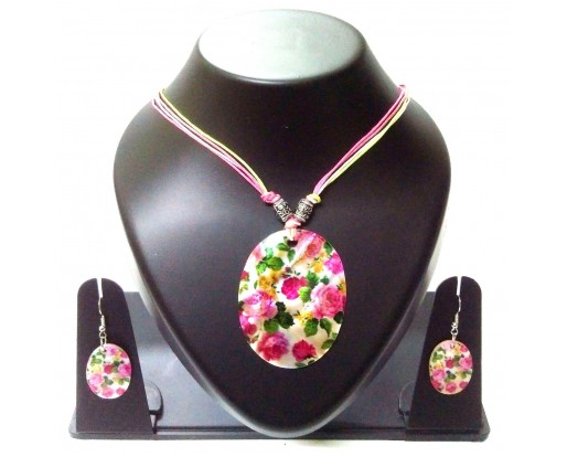 Seashell Sea Shell Necklace Printed Pendant Earring Jewelry Beach Party Wear 404