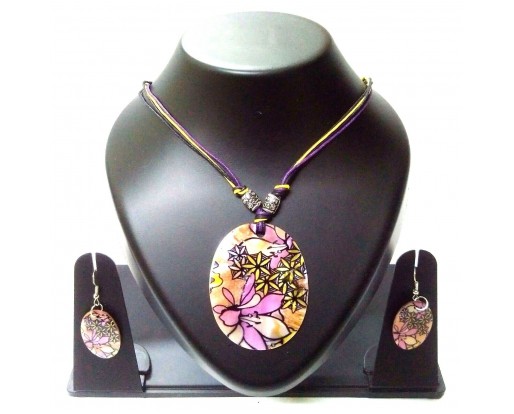 Seashell Sea Shell Necklace Printed Pendant Earring Jewelry Beach Party Wear 398