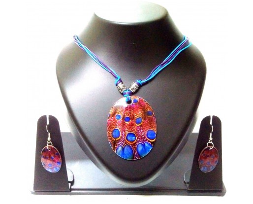 Seashell Sea Shell Necklace Printed Pendant Earring Jewelry Beach Party Wear 399