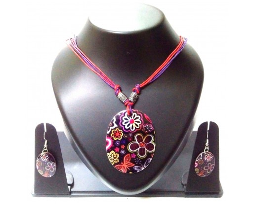 Seashell Sea Shell Necklace Printed Pendant Earring Jewelry Beach Party Wear 400