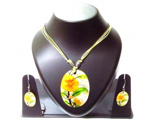 Seashell Sea Shell Necklace Printed Pendant Earring Jewelry Beach Party Wear 401