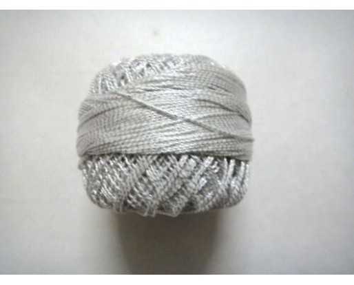 White with Silver Lurex - Size 20 - 20 gms - Cotton Yarn Thread Crochet Embroidery Knitting	