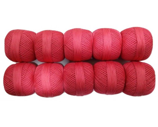 FLUORESCENT PINK - Lot Set of 10 - 100% Cotton Mercer Yarn Thread - For Crochet Lace Knitting Embroidery Trim - 1300+ Yards - 200 Grams