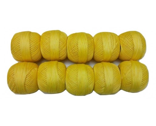 LEMON YELLOW - Lot Set of 10 - 100% Cotton Mercer Yarn Thread - For Crochet Lace Knitting Embroidery Trim - 1300+ Yards - 200 Grams