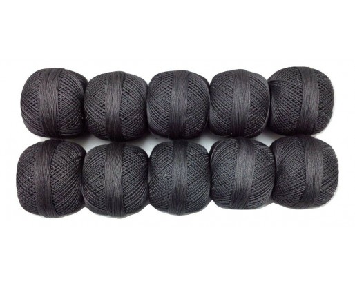 DARK GRAY - Lot Set of 10 - 100% Cotton Mercer Yarn Thread - For Crochet Lace Knitting Embroidery Trim - 1300+ Yards - 200 Grams