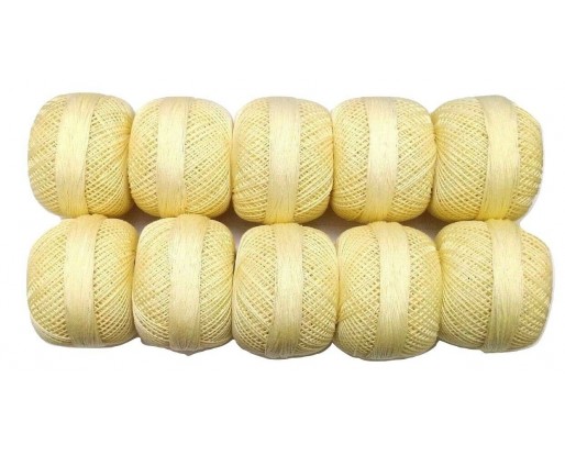 CREAM - Lot Set of 10 - 100% Cotton Mercer Yarn Thread - For Crochet Lace Knitting Embroidery Trim - 1300+ Yards - 200 Grams