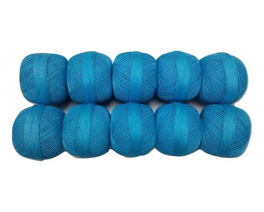 SKY BLUE - Lot Set of 10 - 100% Cotton Mercer Yarn Thread - For Crochet Lace Knitting Embroidery Trim - 1300+ Yards - 200 Grams