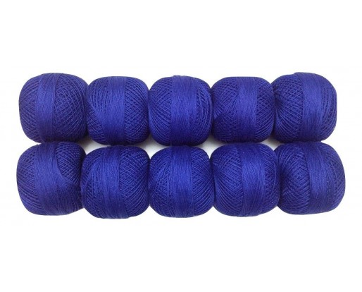 NAVY BLUE - Lot Set of 10 - 100% Cotton Mercer Yarn Thread - For Crochet Lace Knitting Embroidery Trim - 1300+ Yards - 200 Grams