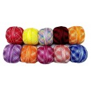 SHADED MULTI COLOR - LOT SET of 10 - 100% Cotton Mercer Yarn Thread - Crochet Lace Knitting Embroidery (10 Balls - 200 Grams)