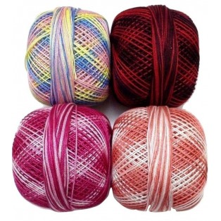 SHADED MULTI COLOR - LOT SET of 10 - 100% Cotton Mercer Yarn Thread - Crochet Lace Knitting Embroidery (10 Balls - 200 Grams)