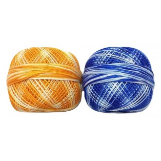 SHADED MULTI COLOR - LOT SET of 10 - 100% Cotton Mercer Yarn Thread - Crochet Lace Knitting Embroidery (10 Balls - 200 Grams)