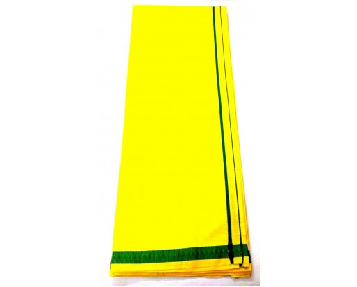 Men's Sarong Lungi Dhoti Mundu Fabric Night Beach Swim Cotton Yellow with Green